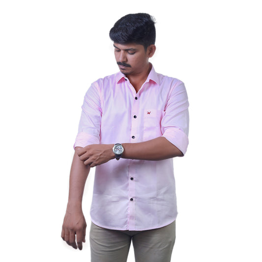 Blush Pink Solid – Formal & Casual Wear - Full Sleeve