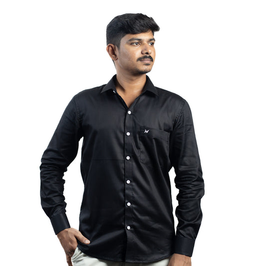 Jet Black Solid – Formal & Casual Wear - Full Sleeve