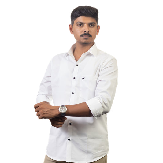 Classic White Solid – Formal & Casual Wear - Full Sleeve