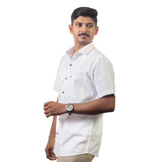 Classic White Solid – Formal & Casual Wear - Half Sleeve