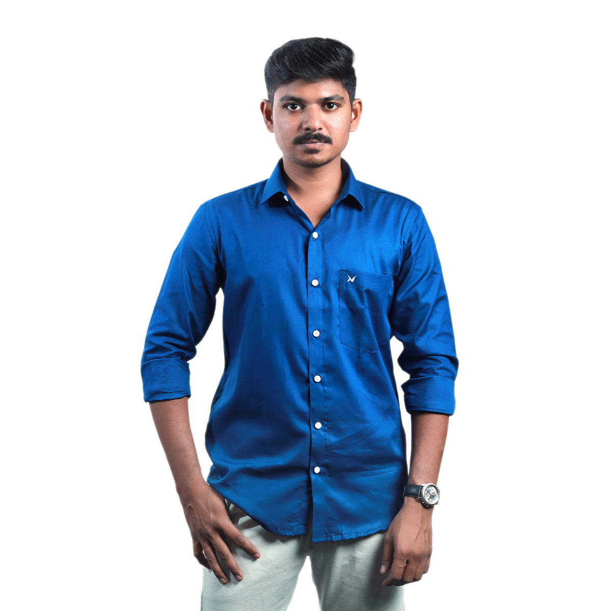 Electric Blue Solid – Formal & Casual Wear- Full Sleeve