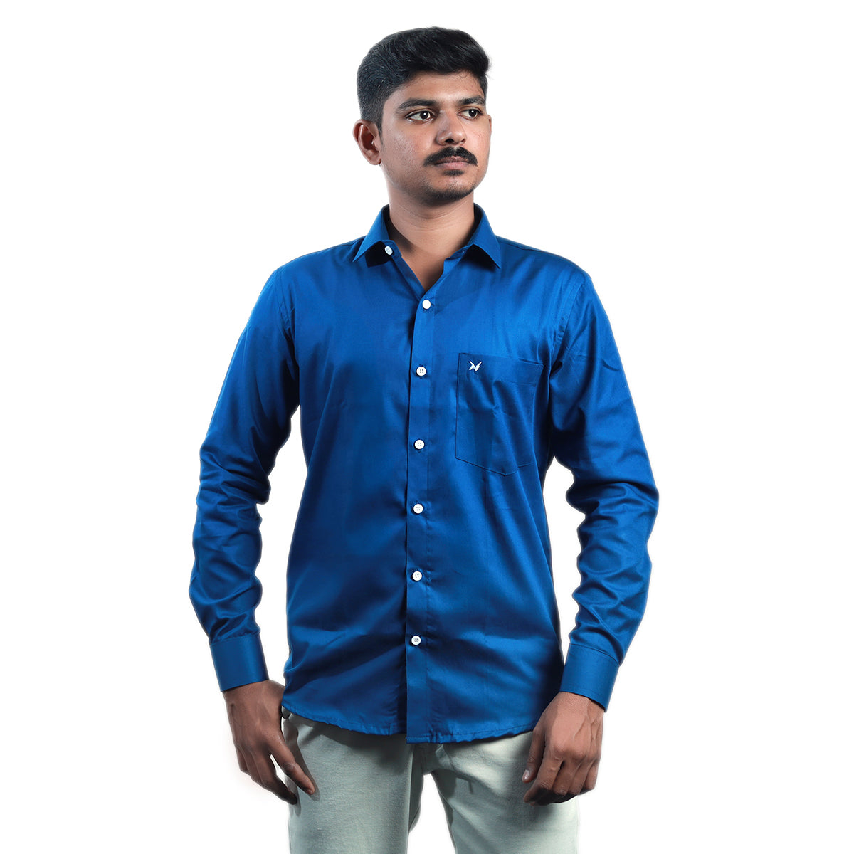 Electric Blue Solid – Formal & Casual Wear- Full Sleeve
