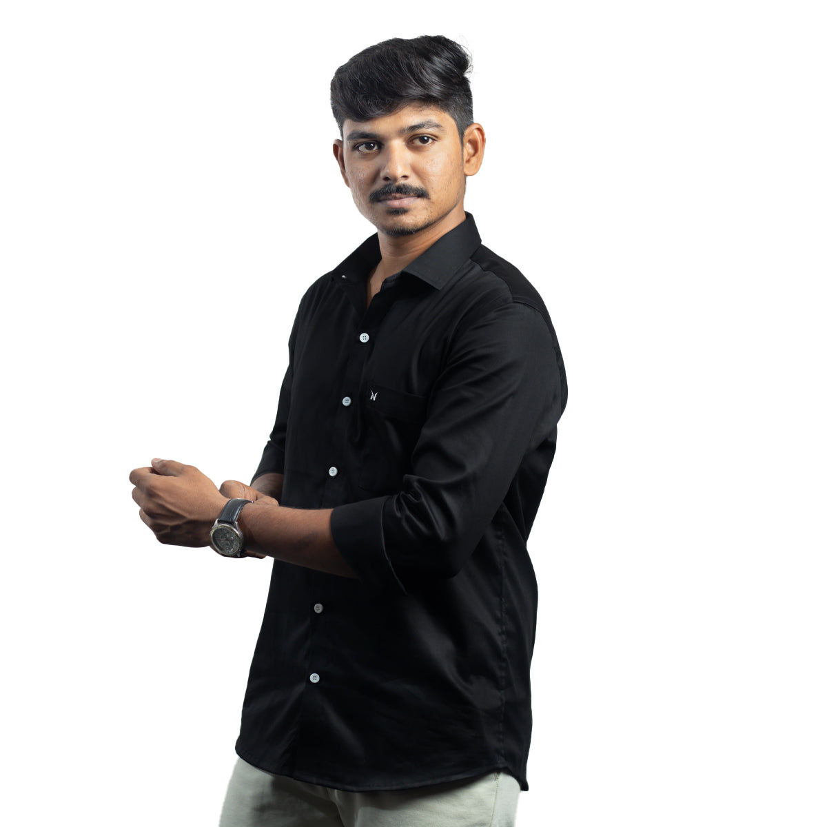 Jet Black Solid – Formal & Casual Wear - Full Sleeve