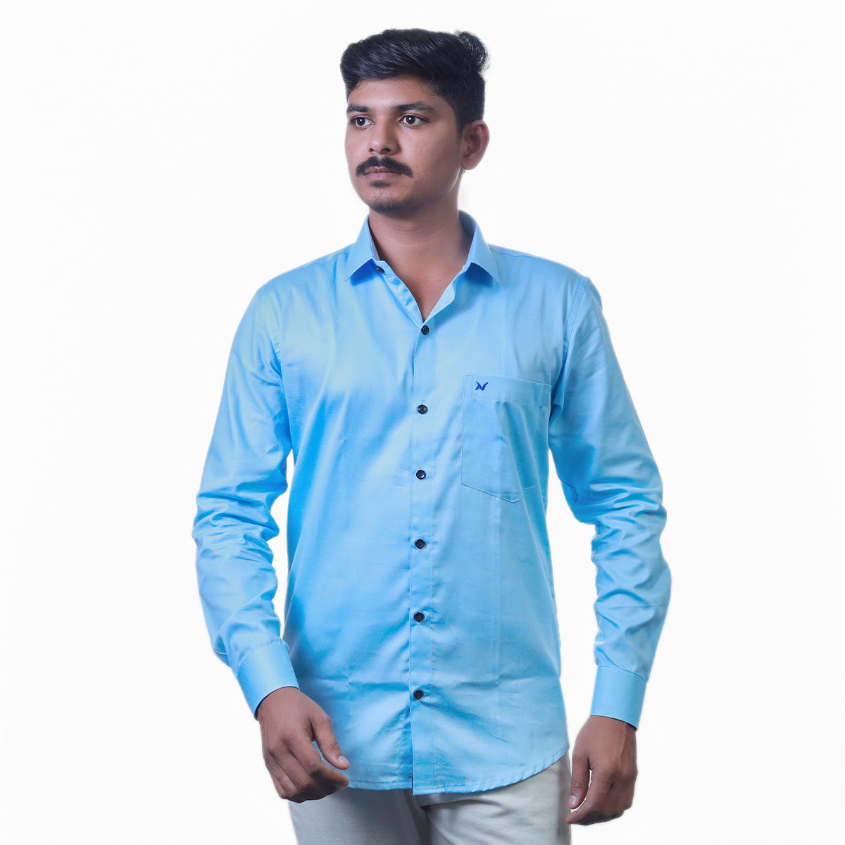 Sky Blue Solid – Formal & Casual Wear - Full Sleeve