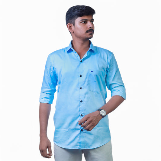 Sky Blue Solid – Formal & Casual Wear - Full Sleeve