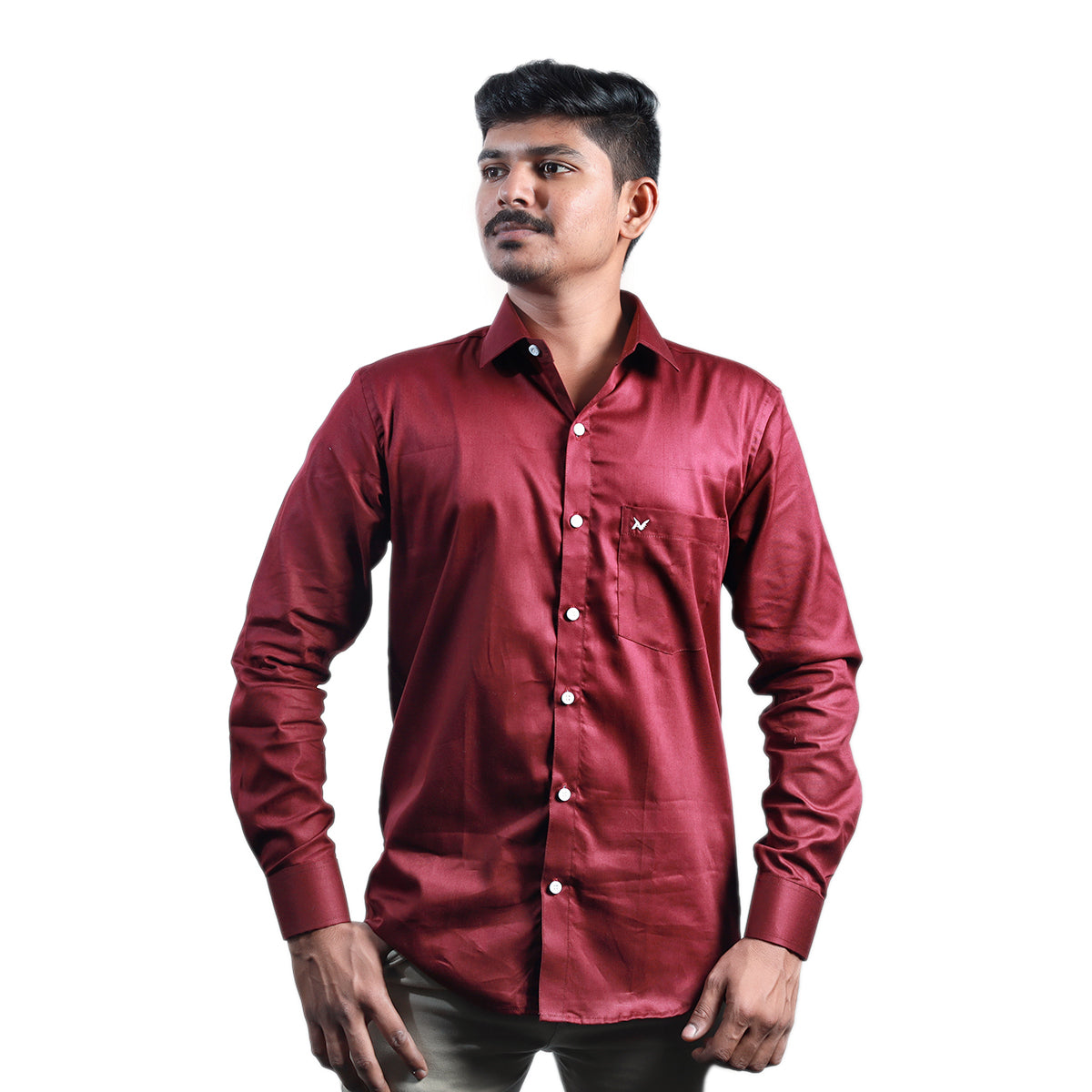 Wine Red Solid- Formal & Casual Wear-Full Sleeve